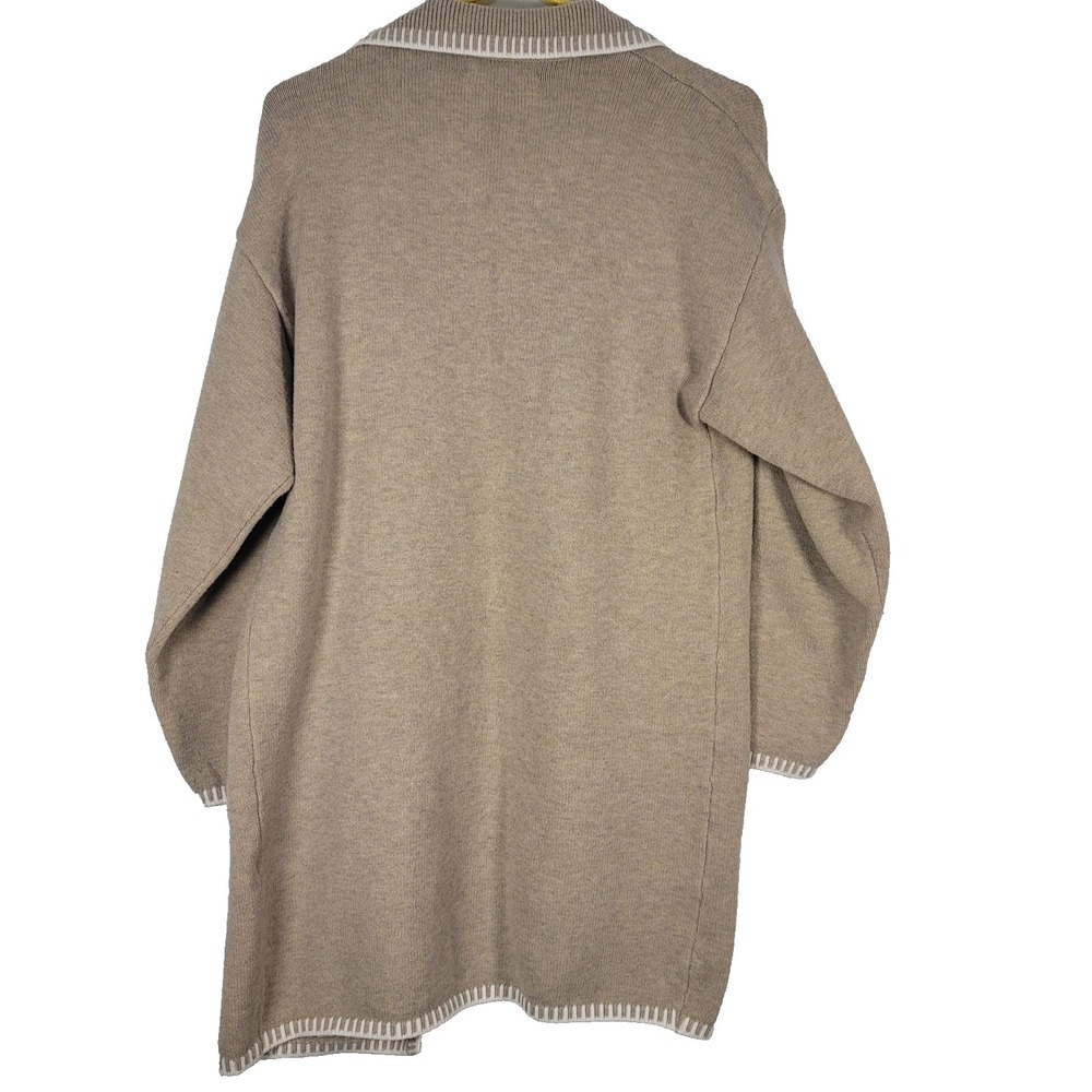 Dokotoo Cardigan Womens L Beige Open Front Knit Sweater Pockets Trim Cozy Winter - Picture 7 of 11
